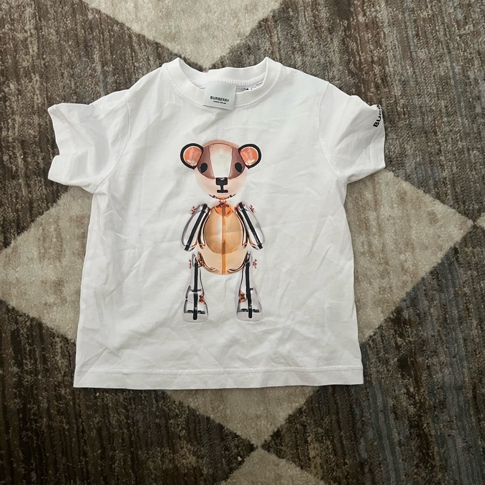 Burberry White T-Shirt with Bear Design